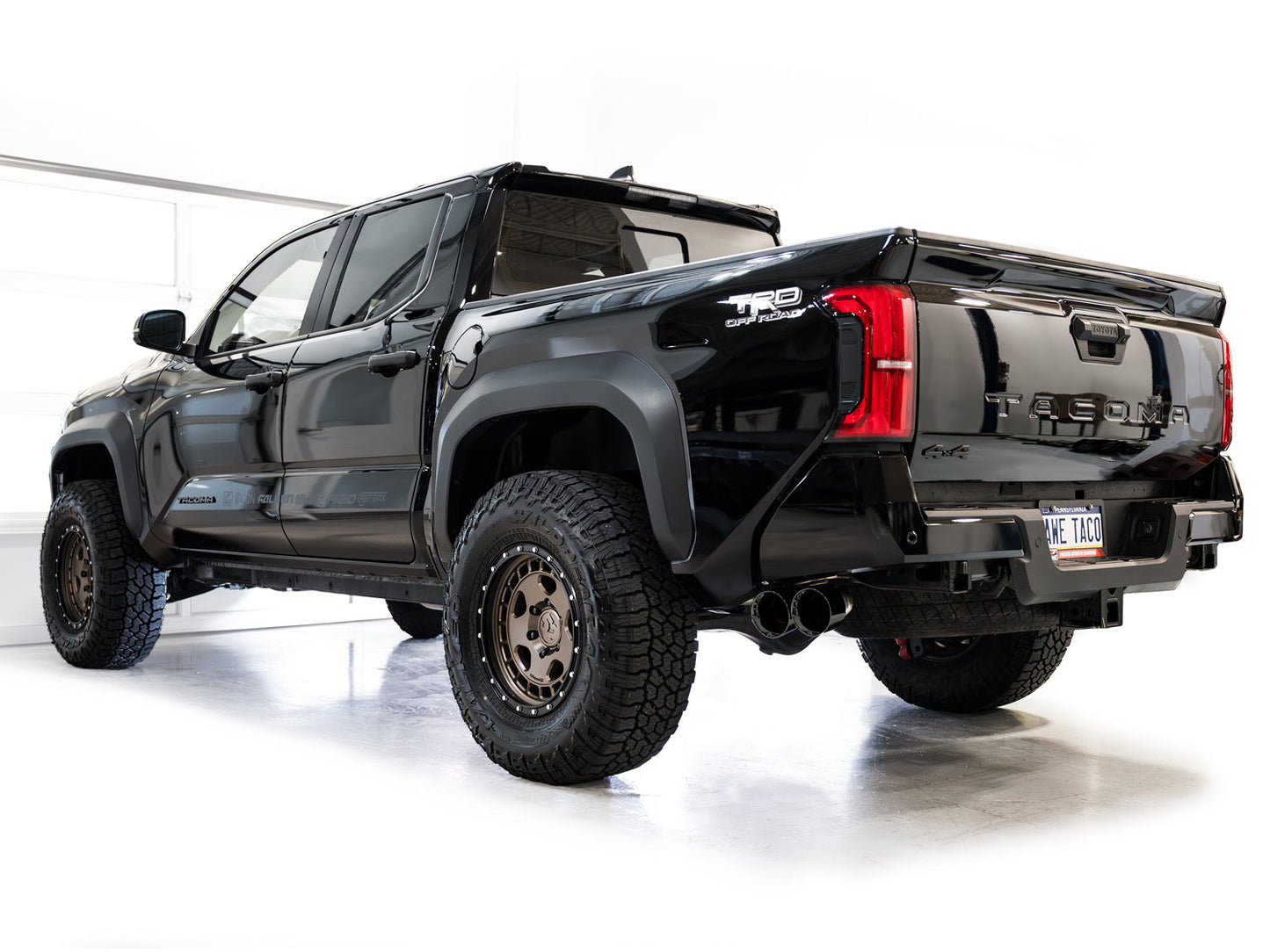 AWE 0FG Exhaust for 4th Gen Toyota Tacoma - Dual Diamond Black Tips