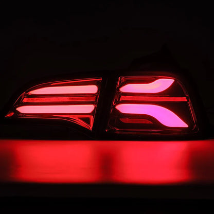 AlphaRex (PRO-Series) 2017-2023 Tesla Model-3/2020-2024 Model-Y (U.S. Model with Stock Red Turn Signal) LED Tail Lights - Jet Black