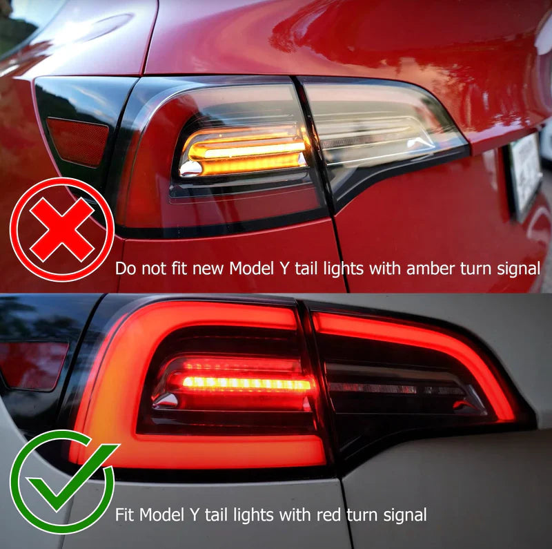 AlphaRex (PRO-Series) 2017-2023 Tesla Model-3/2020-2024 Model-Y (U.S. Model with Stock Red Turn Signal) LED Tail Lights - Red