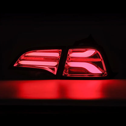 AlphaRex (PRO-Series) 2017-2023 Tesla Model-3/2020-2024 Model-Y (U.S. Model with Stock Red Turn Signal) LED Tail Lights - Red