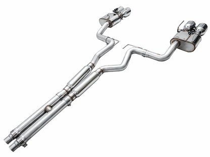 AWE SwitchPath™ Exhaust for S650 Ford Mustang Dark Horse - Quad Chrome Silver Tips