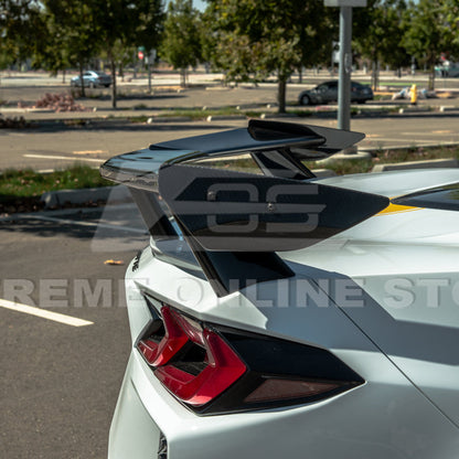 2020-Up Corvette C8 GM Factory Style DRY CARBON FIBER Rear Spoiler Side Winglets