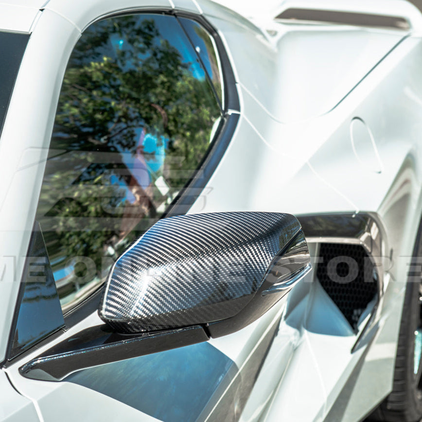 Corvette C8 DRY CARBON FIBER Upper Mirror Covers