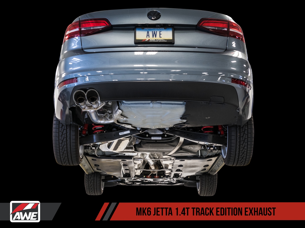 AWE Track Edition Exhaust for MK6 Jetta 1.4T - Diamond Black Tips