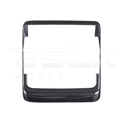 2024-Up Tesla Model 3, 2025-Up Model Y Carbon Fiber Interior Rear Display Frame Cover - VENT-809-BKCF
