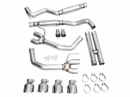 AWE Track Edition Exhaust for S650 Ford Mustang Dark Horse - Quad Chrome Silver Tips