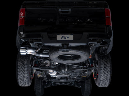 AWE 0FG Exhaust for 4th Gen Toyota Tacoma - Dual Chrome Silver Tips