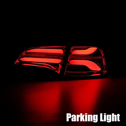 AlphaRex (PRO-Series) 2022-2023 Tesla Model-3/2020-2024 Tesla Model-Y (U.S. Model with Stock Amber Turn Signal) LED Tail Lights Jet Black