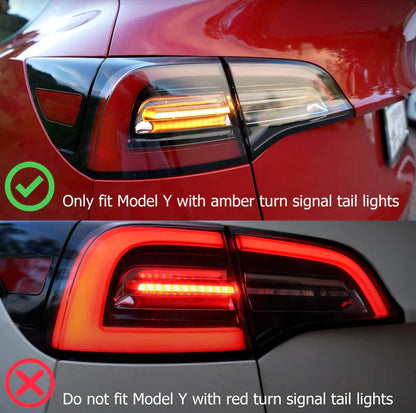 AlphaRex (PRO-Series) 2022-2023 Tesla Model-3/2020-2024 Tesla Model-Y (U.S. Model with Stock Amber Turn Signal) LED Tail Lights Jet Black