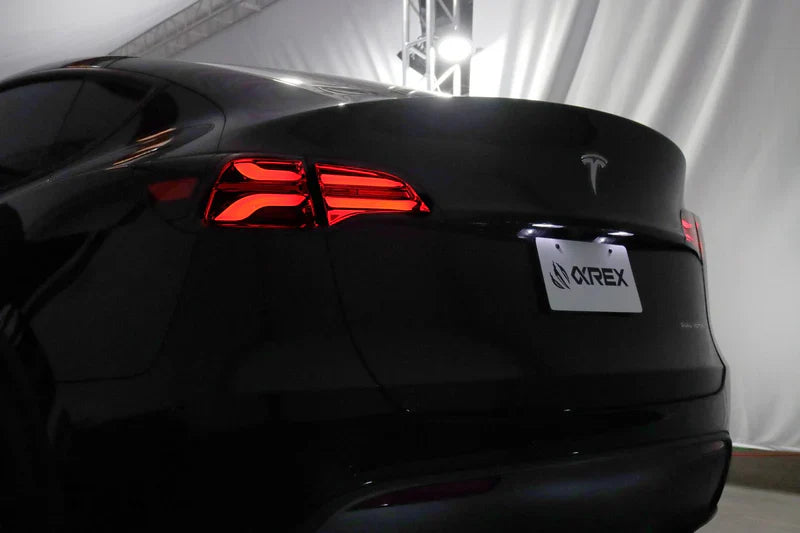 AlphaRex (PRO-Series) 2022-2023 Tesla Model-3/2020-2024 Tesla Model-Y (U.S. Model with Stock Amber Turn Signal) LED Tail Lights Jet Black