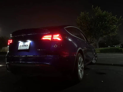 AlphaRex (PRO-Series) 2022-2023 Tesla Model-3/2020-2024 Tesla Model-Y (U.S. Model with Stock Amber Turn Signal) LED Tail Lights Jet Black