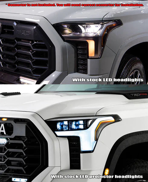 AlphaRex (LUXX-Series) 2022-2025 Toyota Tundra/Sequoia LED Projector Headlights - Alpha Black/Amber DRL (Converter Required)