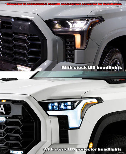 AlphaRex (LUXX-Series) 2022-2025 Toyota Tundra/Sequoia LED Projector Headlights - Alpha Black/Amber DRL (Converter Required)