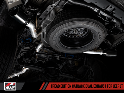 AWE Tread Edition Catback Dual Exhaust for Jeep JT 3.6L - Diamond Black Tips