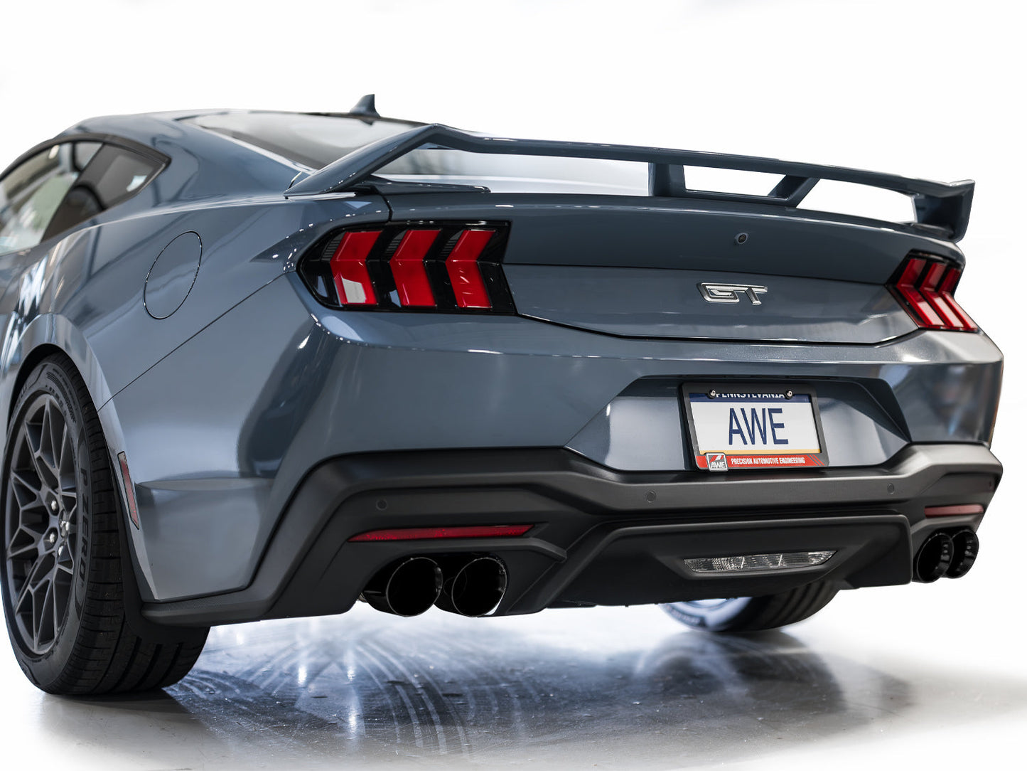 AWE Track Edition Exhaust for S650 Ford Mustang GT Fastback - Quad Diamond Black Tips