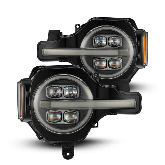 AlphaRex (NOVA-Series) 2021-2025 Ford Bronco/2022-2025 Bronco Raptor Projector Headlights - Black