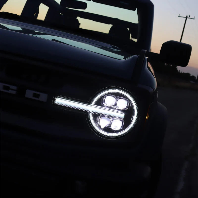 AlphaRex (NOVA-Series) 2021-2025 Ford Bronco/2022-2025 Bronco Raptor Projector Headlights - Alpha-Black