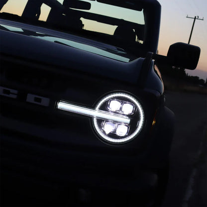 AlphaRex (NOVA-Series) 2021-2025 Ford Bronco/2022-2025 Bronco Raptor Projector Headlights - Alpha-Black