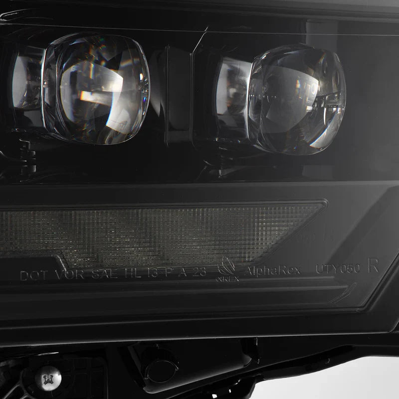 AlphaRex (NOVA-Series) 2022-2025 Toyota Tundra/Sequoia LED Projector Headlights - Alpha-Black/Amber DRL (Converter Required)