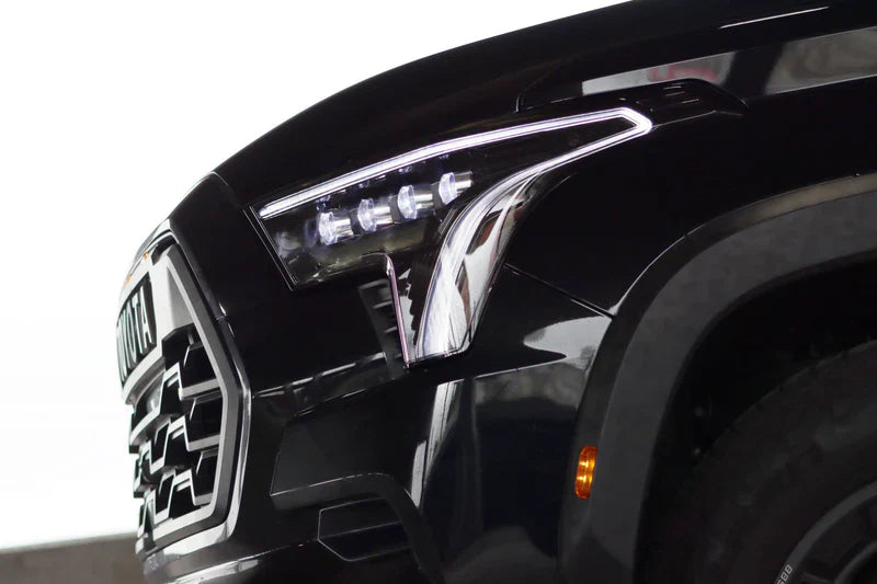 AlphaRex (NOVA-Series) 2022-2025 Toyota Tundra/Sequoia LED Projector Headlights - Alpha-Black/Amber DRL (Converter Required)