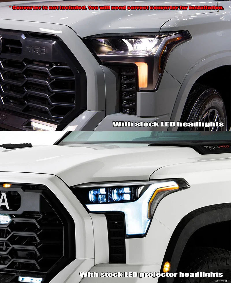 AlphaRex (NOVA-Series) 2022-2025 Toyota Tundra/Sequoia LED Projector Headlights - Black/White DRL (Converter Required)