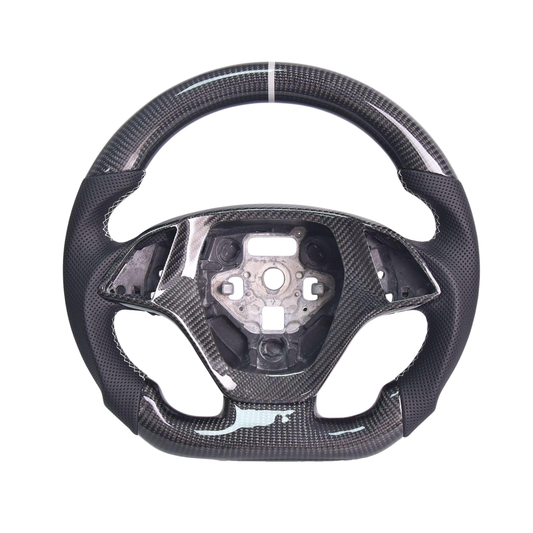 Chevrolet Corvette C7 Black Leather Gray Stitching Carbon Fiber Steering Wheel