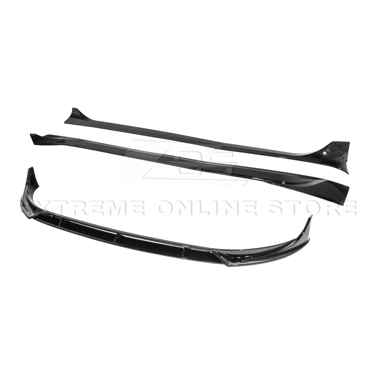 2025-Up Tesla Model Y Track Style Front Lip Side Skirts Kit - FLIP-1290-ABS_SS-1291-ABS
