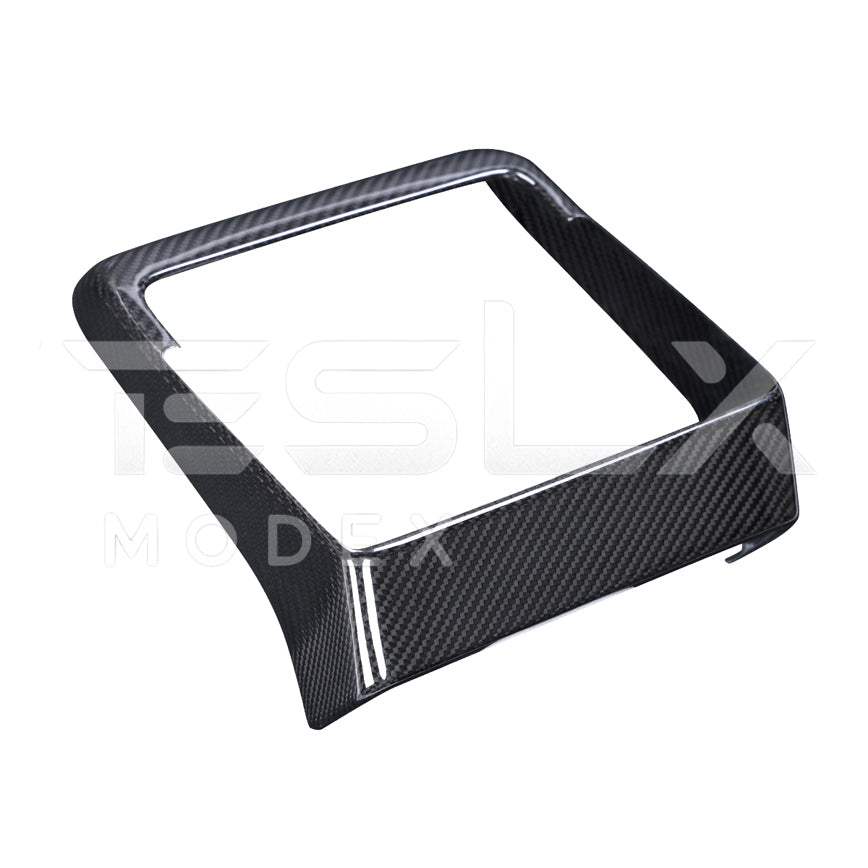 2024-Up Tesla Model 3, 2025-Up Model Y Carbon Fiber Interior Rear Display Frame Cover - VENT-809-BKCF