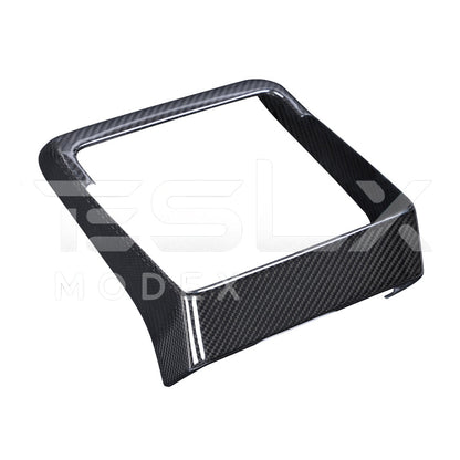 2024-Up Tesla Model 3, 2025-Up Model Y Carbon Fiber Interior Rear Display Frame Cover - VENT-809-BKCF