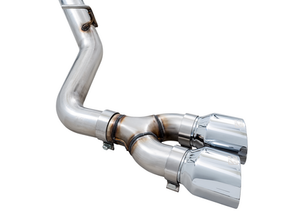 AWE 0FG Catback Dual Side Exit Exhaust for 4th Gen Silverado/Sierra 1500 5.3L (Flat Bumper) - Chrome Silver Tips