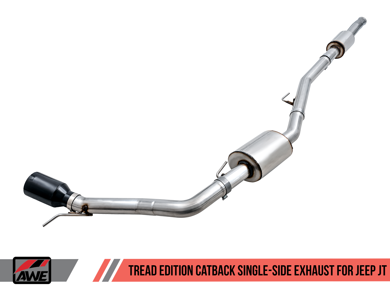 AWE Tread Edition Catback Single-Side Exhaust for Jeep JT 3.6L - Diamond Black Tip