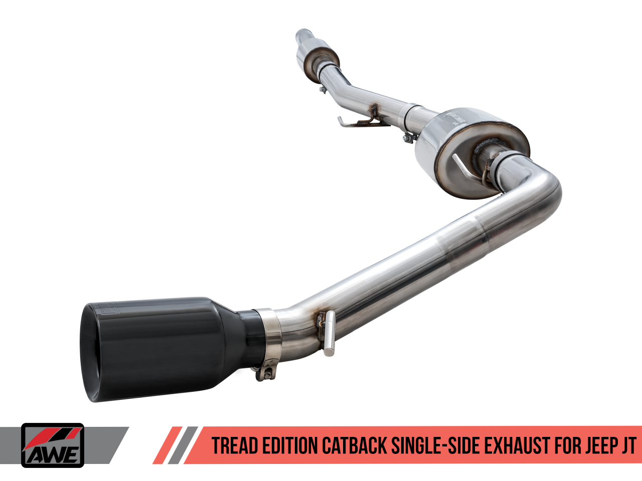 AWE Tread Edition Catback Single-Side Exhaust for Jeep JT 3.6L - Diamond Black Tip
