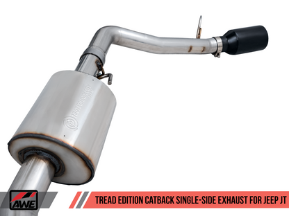 AWE Tread Edition Catback Single-Side Exhaust for Jeep JT 3.6L - Diamond Black Tip