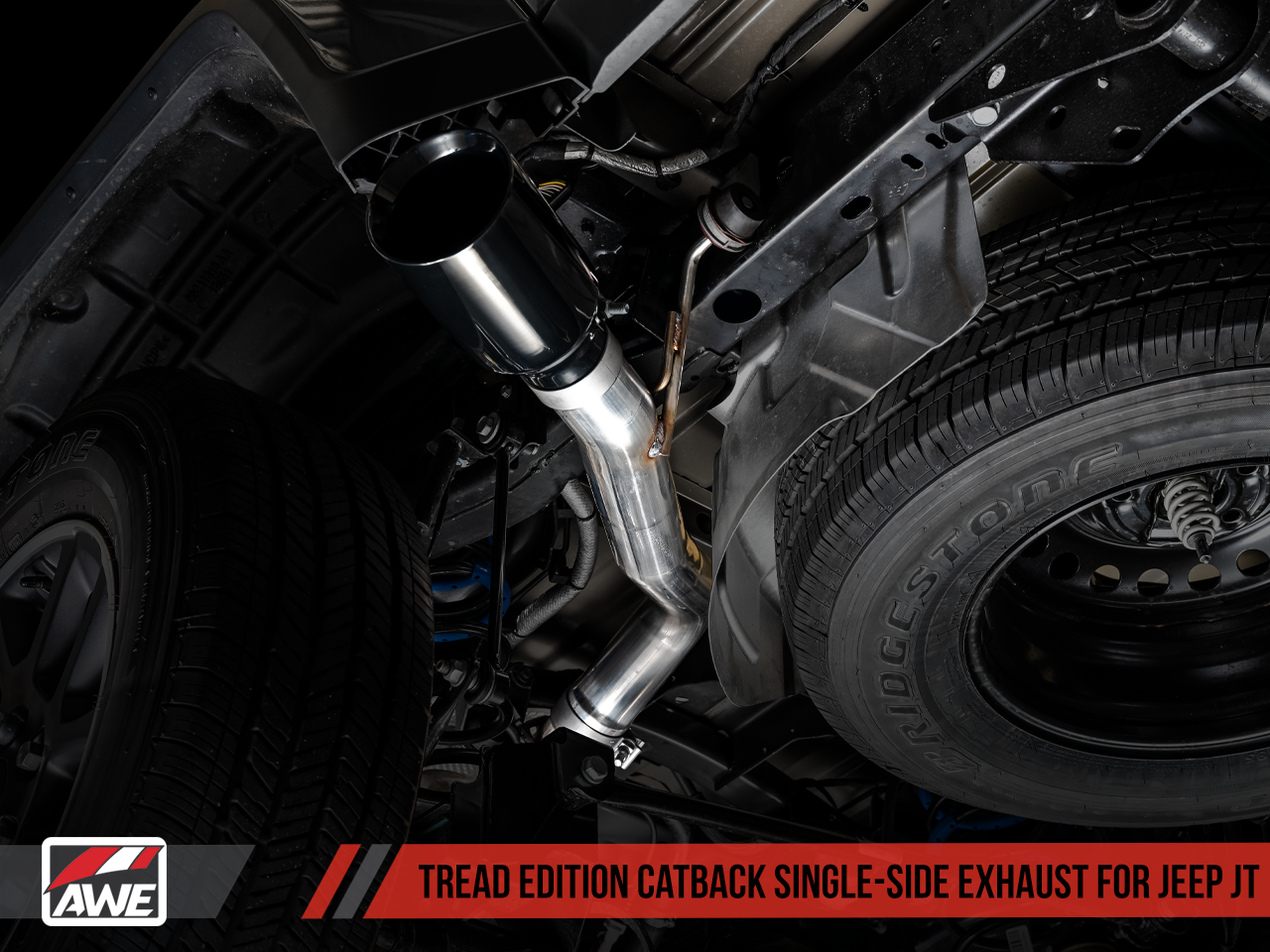 AWE Tread Edition Catback Single-Side Exhaust for Jeep JT 3.6L - Diamond Black Tip