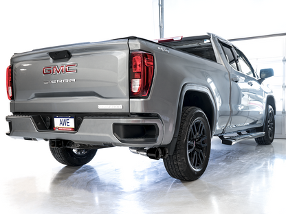 AWE 0FG Catback Dual Side Exit Exhaust for 4th Gen Silverado/Sierra 1500 5.3L (Flat Bumper) - Diamond Black Tips