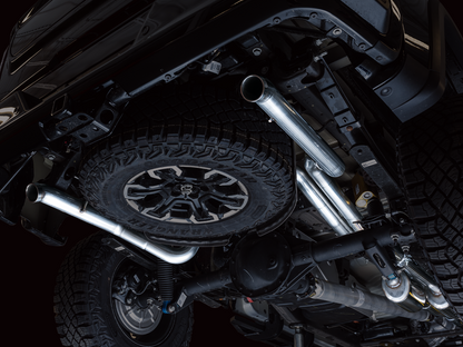 AWE 0FG Catback Exhaust for Silverado ZR2/Sierra AT4X - Dual Bashguard (no tips)