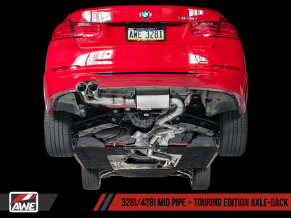 AWE Touring Edition Axle-back Exhaust for BMW F3X 28i / 30i, Single Side - Chrome Silver Tips (80mm)