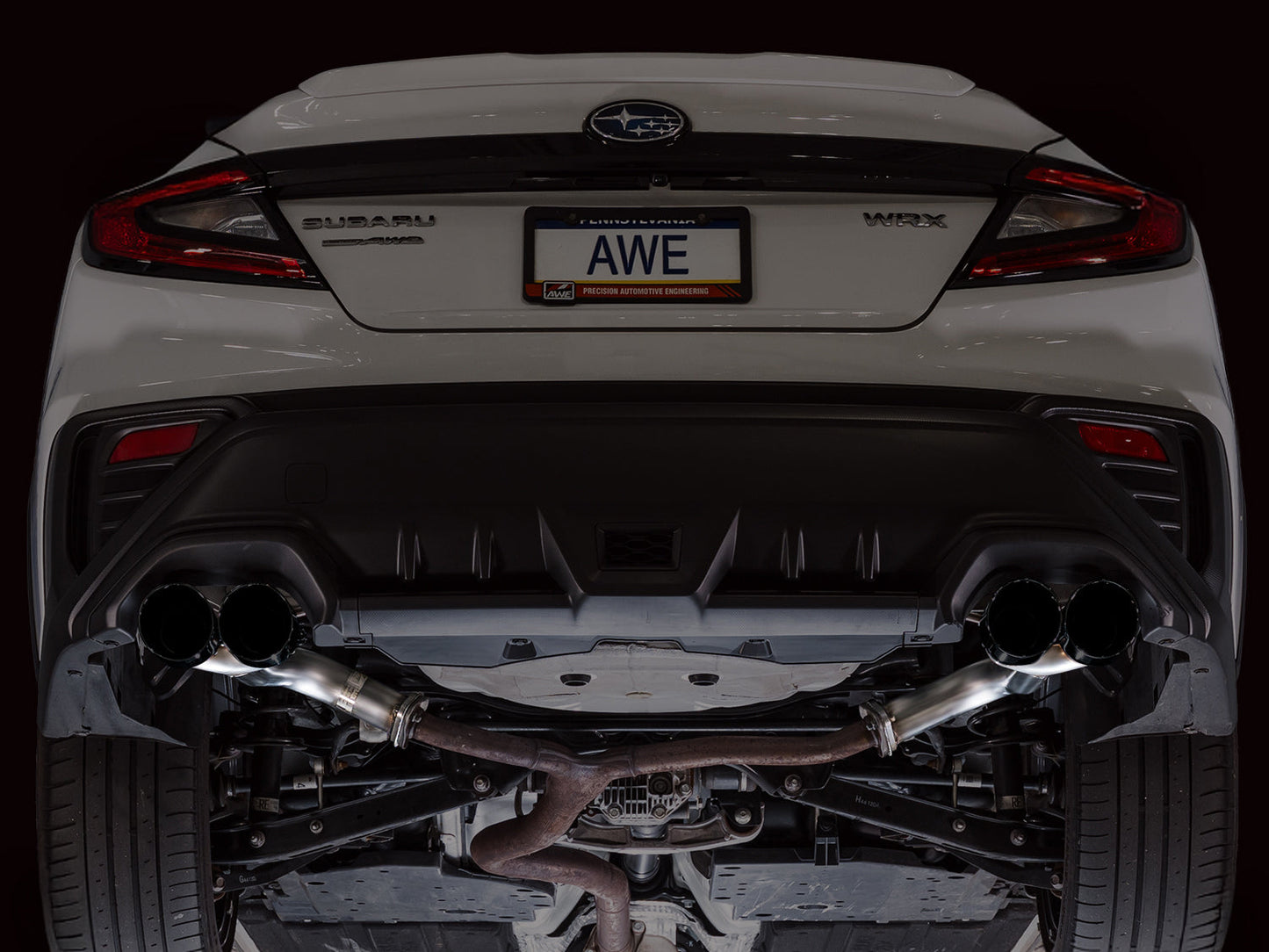 AWE Track Edition Axleback Exhaust for VB Subaru WRX - Diamond Black Tips
