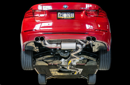 AWE Touring Edition Axle-back Exhaust, Quad Outlet for BMW F3X N20/N26 328i/428i - Chrome Silver Tips (80mm)