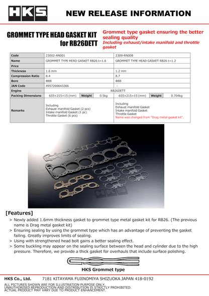 GROMMET TYPE HEAD GASKET RB26