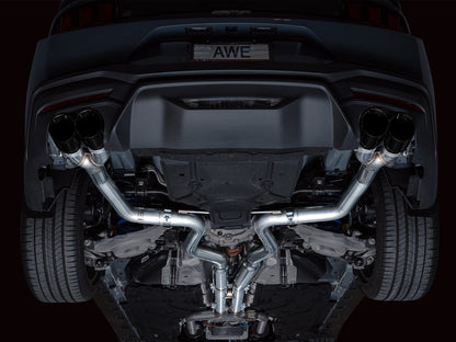 AWE Track Edition Exhaust for S650 Ford Mustang GT Fastback - Quad Diamond Black Tips