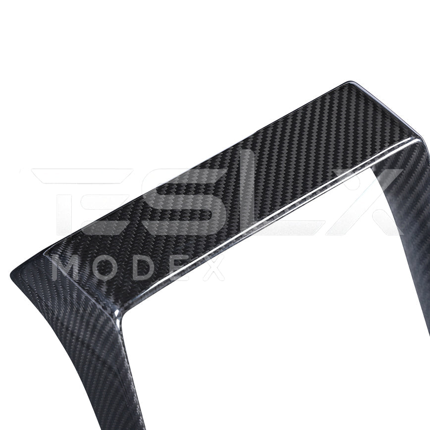 2024-Up Tesla Model 3, 2025-Up Model Y Carbon Fiber Interior Rear Display Frame Cover - VENT-809-BKCF