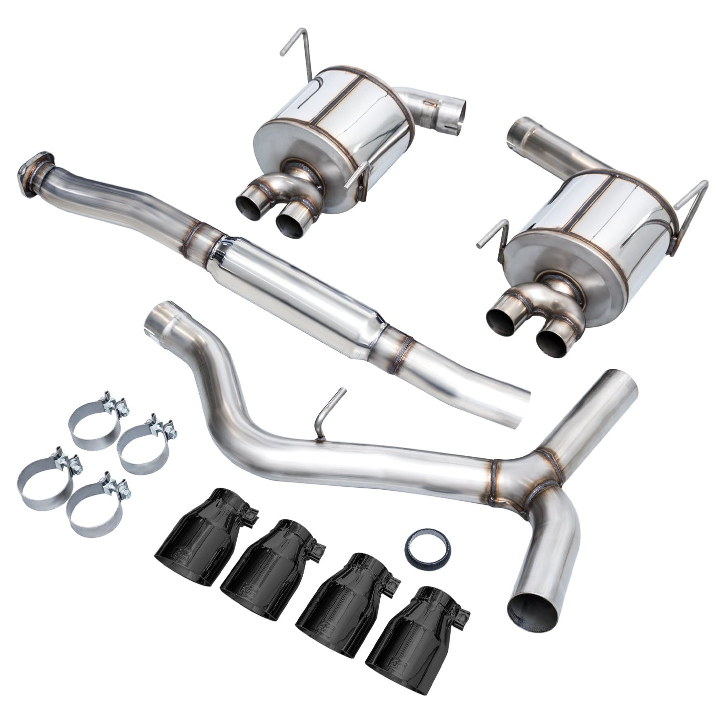 AWE Touring Edition Exhaust for VA STI / GV WRX / GV STI Sedan - Diamond Black Quad Tips (102mm)