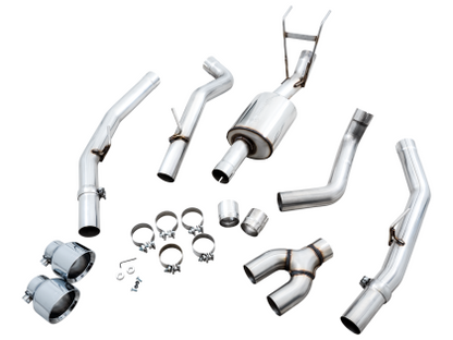 AWE 0FG Dual Rear Exit Catback Exhaust for 4th Gen RAM 1500 5.7L (with bumper cutouts) - Chrome Silver Tips