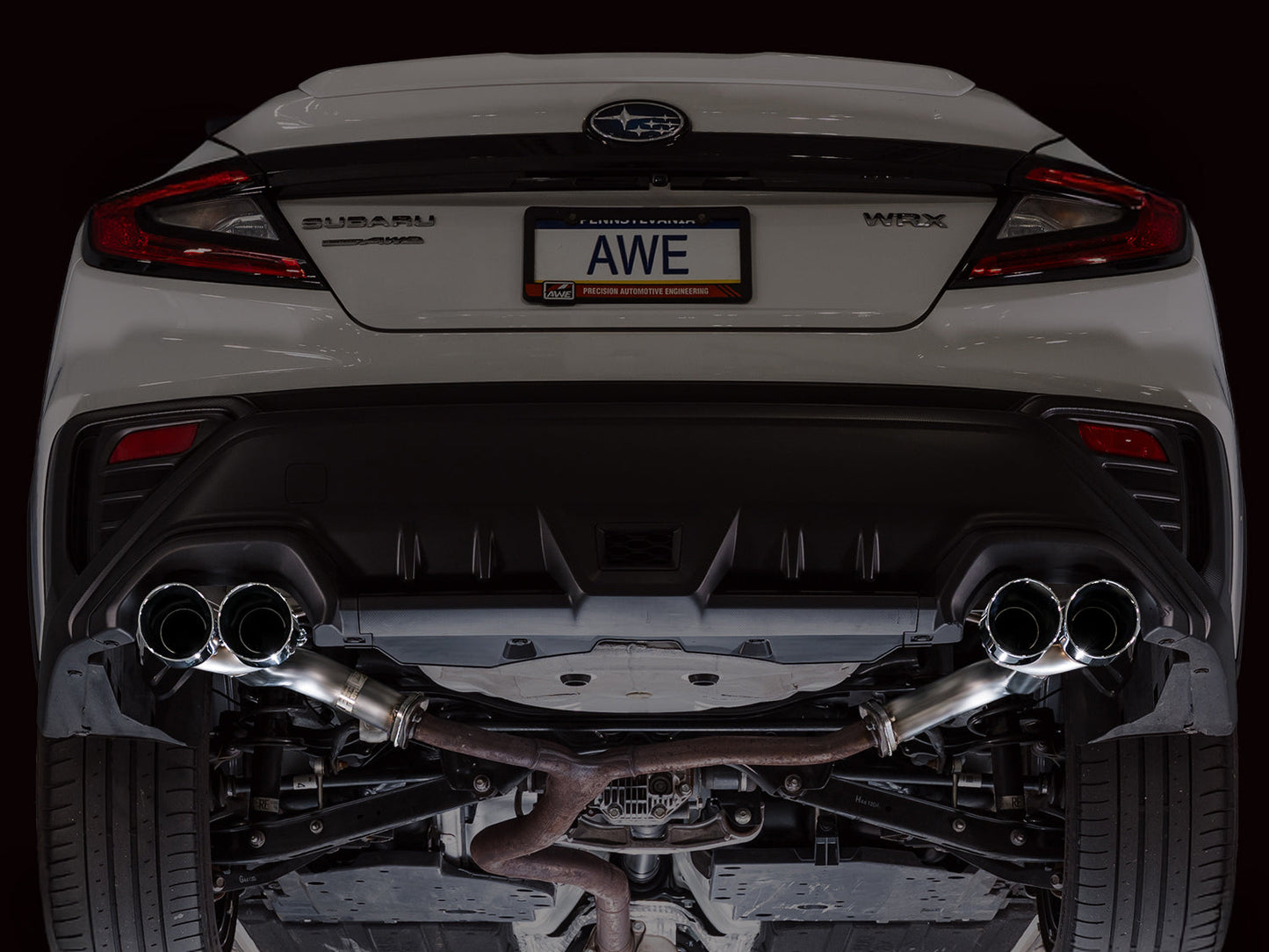 AWE Track Edition Axleback Exhaust for VB Subaru WRX - Chrome Silver Tips