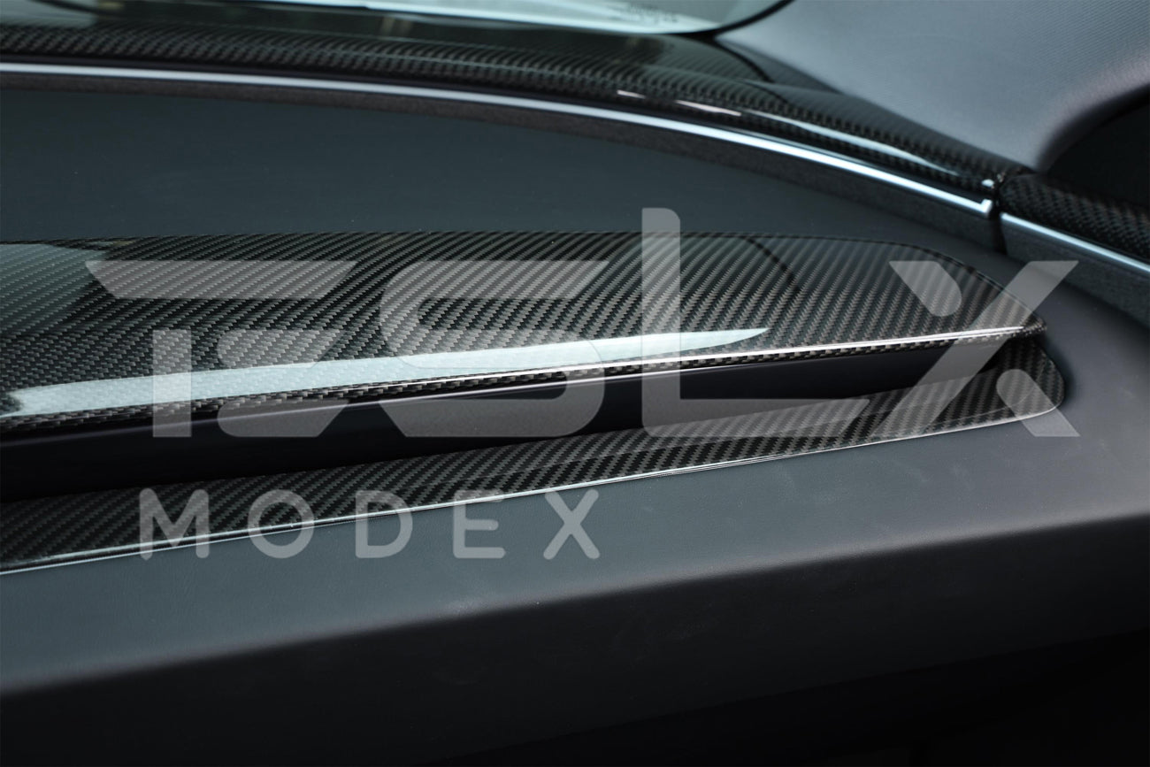 2024-Up Tesla Model 3, 2025-Up Model Y Carbon Fiber Interior Front Dashboard Cover - VENT-805-BKCF
