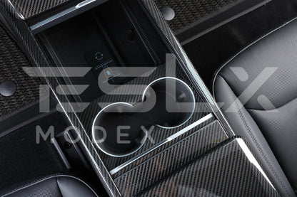 2024-Up Tesla Model 3, 2025-Up Model Y Carbon Fiber Interior Water Cup Frame