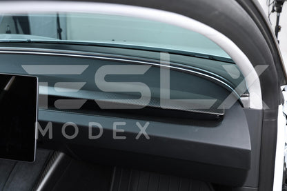 2024-Up Tesla Model 3, 2025-Up Model Y Carbon Fiber Interior Front Dashboard Cover - VENT-805-BKCF
