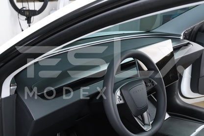 2024-Up Tesla Model 3, 2025-Up Model Y Carbon Fiber Interior Front Dashboard Cover - VENT-805-BKCF