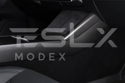 2024-Up Tesla Model 3, 2025-Up Model Y Carbon Fiber Interior Console Frame - VENT-810-BKCF